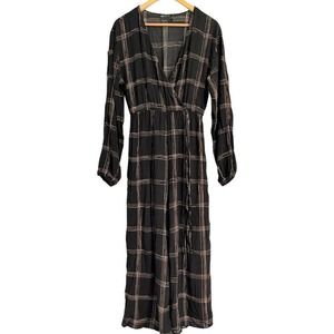 ASOS Design wide leg long sleeve black and tan jumpsuit size 6 women's